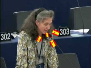 Lidia Senra falando español no Europarlamento